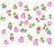 Colorful cherries, green bows and hearts design