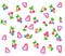 Colorful cherries, green bows and hearts design