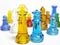 Colorful chess made of glass