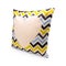 Colorful chevron design pillow cover on isolated background with clipping path. Burlap textile texture for decoration on your bed