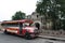 Colorful Chicken Bus on straiten Antigua, Guatemala