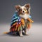 Colorful Chihuahua Dog In Ostrich Wing Feather Costume 3d Renders