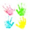Colorful child hand prints
