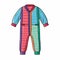 Colorful Child Jumpsuit: Minimalist Pajamas Design With Flat Shading And Symmetrical Asymmetry