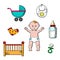 Colorful childish and baby icons