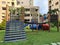 Colorful children playground at condominium apartment facilities