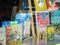 Colorful children\\\'s books in the bookstore window