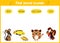 Colorful children\'s cartoon puzzle game for children on the theme of learning animal sounds. Vector