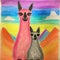 Colorful Children\\\'s Drawing Of Two Llamas In Surrealistic Style