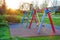 Colorful children\\\'s playground in the Micalaca Park in Arad, Romania, Europe