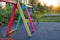 Colorful children\\\'s playground in the Micalaca Park in Arad, Romania, Europe