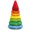 Colorful children`s toy. Rainbow pyramid. Wooden toy for kids.