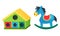 Colorful Children Toys with Horse and House Shape Sorter Vector Set