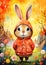colorful childrens illustration cute bunny