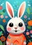 colorful childrens illustration cute bunny