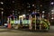 Colorful childrens playground with background of a big living block in Moscow, Russia.