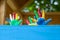 Colorful Childrenâ€™s hands in playhouse