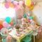 Colorful childs birthday party. Created using ai generative.