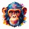 Colorful Chimpanzee Head With Geometric Backgrounds