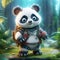 Colorful Chinese Panda In A Hyper-realistic Sci-fi Woodland