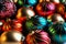 colorful christmas balls close full-frame background, neural network generated art