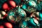 colorful christmas balls close full-frame background, neural network generated art