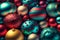 colorful christmas balls close full-frame background, neural network generated art