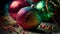 colorful christmas balls close full-frame background, neural network generated art