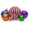 Colorful Christmas balls group decoration five shiny red silver blue green