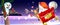 Colorful Christmas banner with Santa and snowman