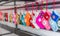 Colorful Christmas decorations with extreme shallow depth of field and colorful creamy bokeh.