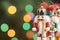 Colorful Christmas nutcrackers with out of focus colored light background