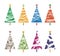 Colorful Christmas tree collections, graphic elements