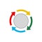 Colorful circle arrow chart. Multi color spinning arrows icon