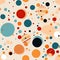 Colorful circles on a beige background in playful absurdity (tiled)