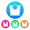 Colorful, circular, gradient weighing scale icon. White silhouette. Four colour variations