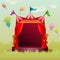 Colorful circus tent with balloons