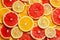 Colorful citrus fruit slices