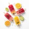 Colorful Citrus Popsicles On White Background