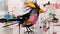 Colorful Citypunk Bird Painting Inspired By Basquiat And Picasso