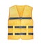 Colorful classic bright yellow life jacket watercolour illustration.