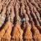 Colorful Clay Layers in Water Erosion on hill