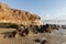 Colorful cliffs on the beach - Sunrise