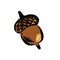 Colorful clip art made of multicolored acorn.