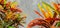 Colorful close up colorful croton plants leaf and gray cement wall background