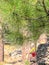 Colorful clothes and bundles placed near the Devils Tower in Wyoming