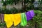 Colorful cloths were hung on a clothesline
