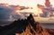 Colorful clouds filled with sunlight. Photo of the big dolomite mountains with majestic