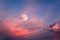 Colorful cloudscape with moon