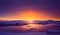 Colorful cloudy sky over the Antarctica shoreline